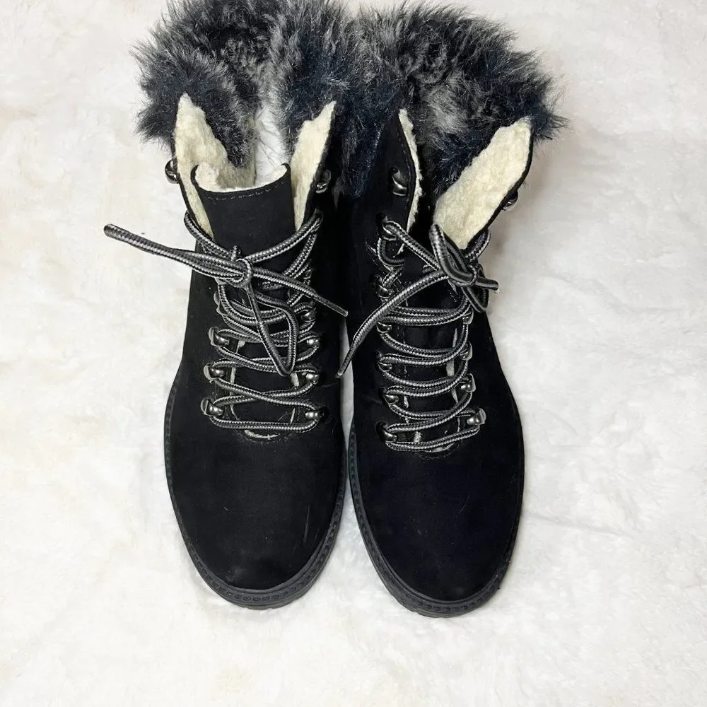 Merona Black Faux Fur Tipped Boots Size‎ 8